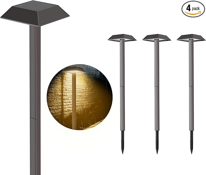 Bobcat Solar Landscape Pathway Lights Super Bright with 2-in-1 Warm White and Daylight Modes Solar Lights Outdoor Waterproof for Outdoor Path Sidewalk Driveway Yard or Walk Way (4 Pack)