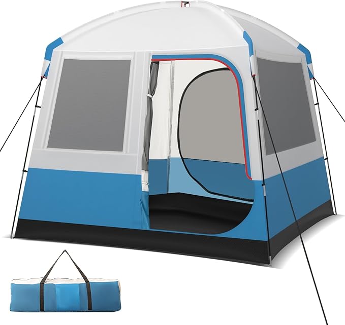 Tangkula 5 Person Camping Tent Portable Backpacking Tent with Removable Rainfly Floor Mat 3 Mesh Walls &amp Zippered Doors Carrying Bag Family Dome Tent for Camping Hiking Traveling Picnic