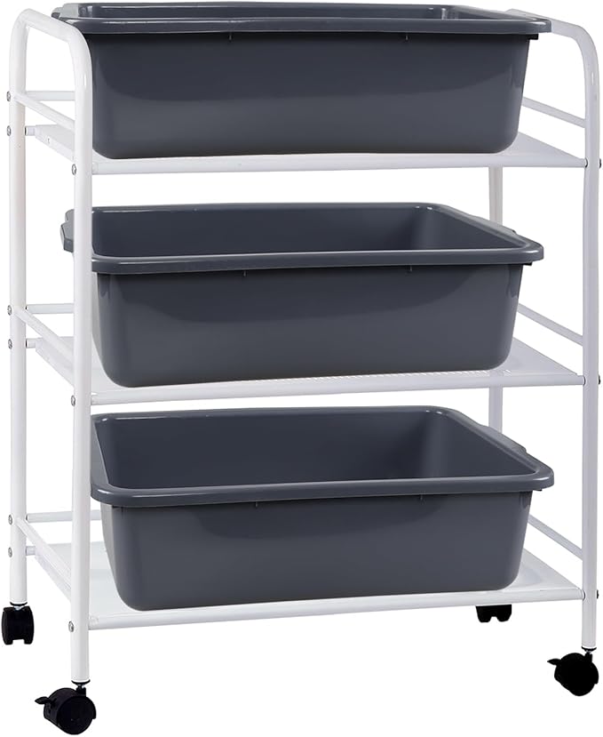 Rosebloom 35 L Plastic Commercial Bus Tub Gray Plastic Large Bus Box 4 Packs