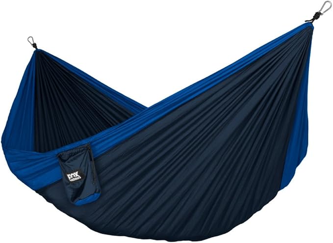 Fox Outfitters Neolite Single Camping Hammock - Lightweight Portable Nylon Parachute Hammock for Backpacking Travel Beach Yard. Hammock Straps &amp Steel Carabiners Included