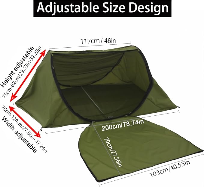 Portable Camping Tent with Double Door Design Folding Mosquito Net Shelter with Storage Bag Army Green