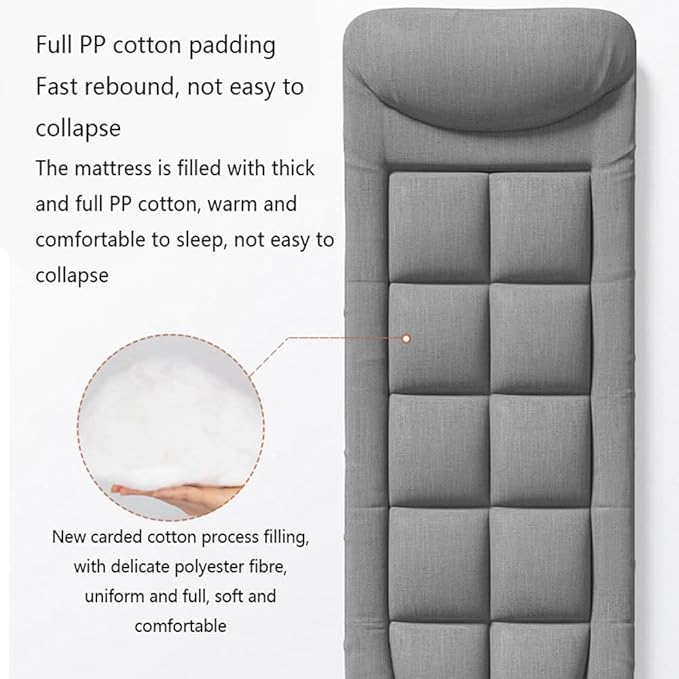 Folding Camping Cot with Mattress and Pillow Portable No Installation Lightweight Adult Sleeping Bed for HomeOfficeCamping and Travelling