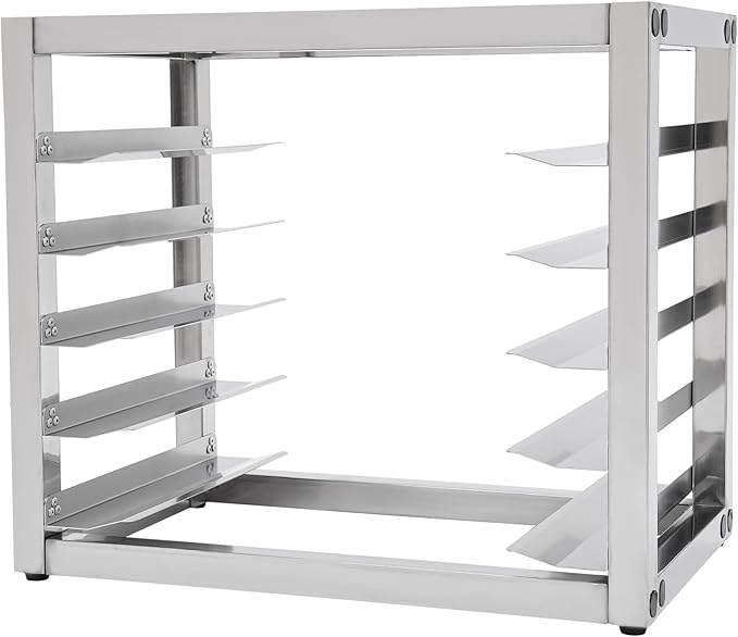 Wall Mounted Bun Pan Rack Aluminum Heavy Duty Commercial Bun Rack Metal Baking Tray Organizer and Holds 23.62 * 15.75 in Sheet Pans for Bakeries Restaurants Catering Kitchens (5 Tiers)