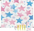 Waterproof Sandproof Beach Blanket 59''×68'' Star Confetti Polyester Outdoor Picnic Blanket with 4 Stakes &amp Storage Bag for BeachCampingVacation White