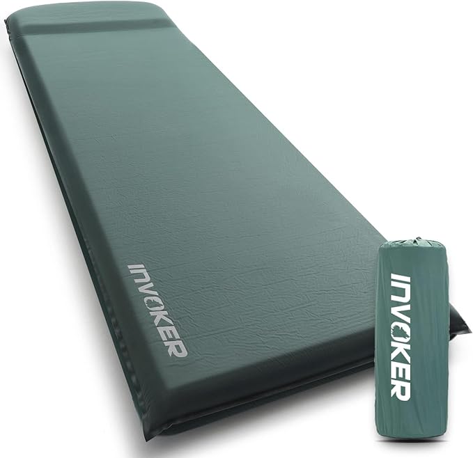 3.15 Self Inflating Camping Sleeping Pad Ultra-Thick Elasticity Foam Fast Inflating 4-Season Insulated Durable Camping Mat Air Mattress with Pillow for Tent Car Camping Traveling Green