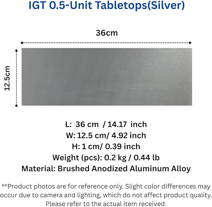 IGT Camping Table Panels 0.5 Unit 2 Pack Detachable Brushed Anodized Aluminum Alloy Tabletop with Carrying Bag Compatible with Most IGT Frames for Car Camping RV Picnic Tailgating (Silver)