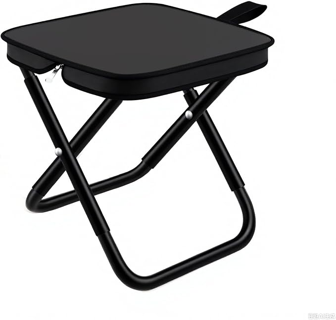 2 Pack 13 inch Folding Stool Portable Camping Chairs with Carry Bag for Outdoor Mountaineering Fishing Hiking Hunting Foot Stool Mini Travel Chair (Black Large)