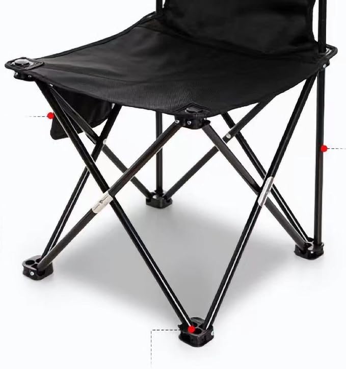 Sturdy Camping Folding Chair with Oxford Cloth Beach Picnic Mountaineering Fishing Folding Stool Portable Outdoor Stool Leisure (Black 39x39x65cm/15.35x15.35x25.59in)