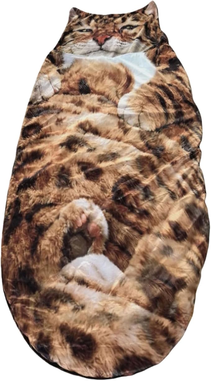 Cat Sleeping Bag Cat Shaped Plush Sleeping Bag for Human Large Cats Envelopes Sleepings Bags Washable Warm Blanket for Adult Camping Travel Sleepovers Home Office
