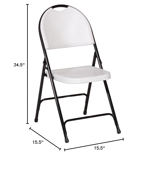 Correll RC350-23 R Series Folding Chairs Gray Granite (Pack of 4) Heavy Duty Injection Molded PlasticFull Steel Frame Nesting for Storage