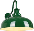 Outdoor Barn Light 14 Inch Dome Rustic Outdoor Wall Sconce Farmhouse Exterior Wall Mount Lighting Fixture Industrial Green Wall Lantern for Porch Entryway Garage RZ007M GR+WH