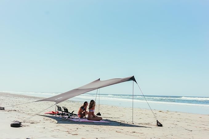 Neso Grande Portable Beach Tent Sun Shelter - Lightweight Beach Shade Canopy - Easy Setup for Family Outings - Patented Reinforced Corners - UPF 50+ Sun Protection - 7ft Tall 9 x 9ft
