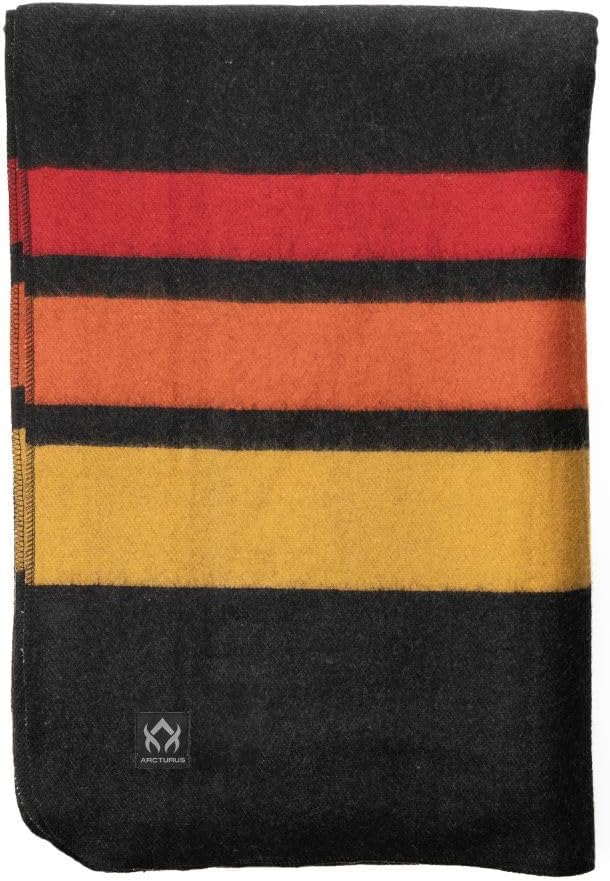 Arcturus Rainier Wool Blanket - Warm Heavy Washable Bed Blanket | Great for Home &amp Camping (Sunset Peak King)