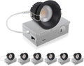 Adetu 3 Inch 5CCT Black Anti-Glare LED Downlight with Junction Box 2700K/3000K/4000K/5000K Selectable CRI90+ 12W COB 1160LM IP65 Waterproof Dimmable-ETL and Energy Star Certified (Black6 Pack)