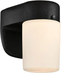 6106700 One-Light Dimmable LED Outdoor Wall Fixture with Dusk to Dawn Sensor Black Finish with Frosted Opal Glass
