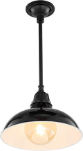 JONATHAN Y 12.25 Black 1-Light Farmhouse Indoor/Outdoor LED Pendant Iron Hanging Light and Black Metal Shade Rustic Ceiling Lamp for Kitchen Island LED Bulb Included (JYL7611B)