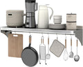 48 x 12 Stainless Steel Shelf Wall Mounted | Heavy-Duty Commercial Stainless Steel Shelf Storage with 8 Hooks for Kitchen Wall Restaurant Garage and Microwave Oven