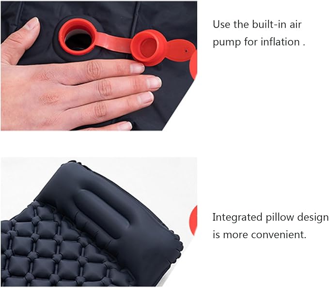 Outdoor Camping Inflatable Mattress Sleep Pad with Pillows Travel Mat Folding Bed Light Weight Air Cushions Enduring Travel Mat Folding Bed