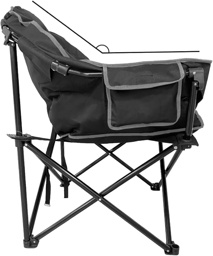 Caravan Canopy Sports Elite Club Chair with Cloud Comfort – Plush Oversized Folding Chair with Extra Cushioning Portable Relaxing Outdoor Chair for Camping Tailgating &amp Backyard