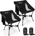 Gonex Portable Camping Chair The 5th Gen Ultralight Compact Backpacking Foldable Lightweight Folding Chair for Outdoor Camp Hiking Beach Picnic Concert Supports 330lbs (Black 2 PCS)
