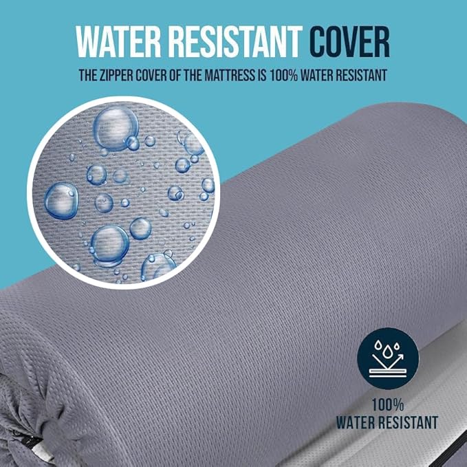 Foamma 4 x 26 x 72 Memory Foam Roll-Up Camping Mattress with Water Resistant Zipper Cover Foldable and Portable for Camping RV Bunk Tent Guest Bed Outdoor and Dorm CertiPUR-US Certified Foam