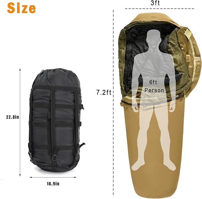 MT Army Military Modular Sleeping Bags System Multi Layered with Bivy Cover for All Season Woodland/Multicam