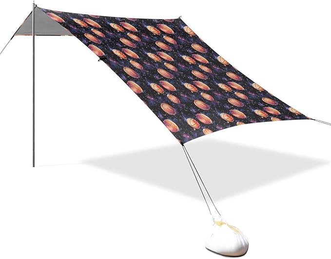 ALAZA Basketball Starry Beach Tent Sun Shelter UPF50+ Protection Beach Shade Canopy w/ 4 Sandbags for Outdoor Camping Fishing Backyard Fun Picnic 10x9 ft