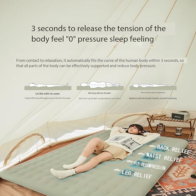 Inflatable Mattress Double TPU Thick Inflatable Cushion Suitable for Outdoor Camping Camping Family