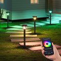 XMCOSY+ Smart Solar Pathway Lights Bluetooth APP Control with Motion Sensor 150LM RGBCW Color Changing Landscape Lighting for Yard Garage Garden Lawn IP65 Waterproof 4 Pack