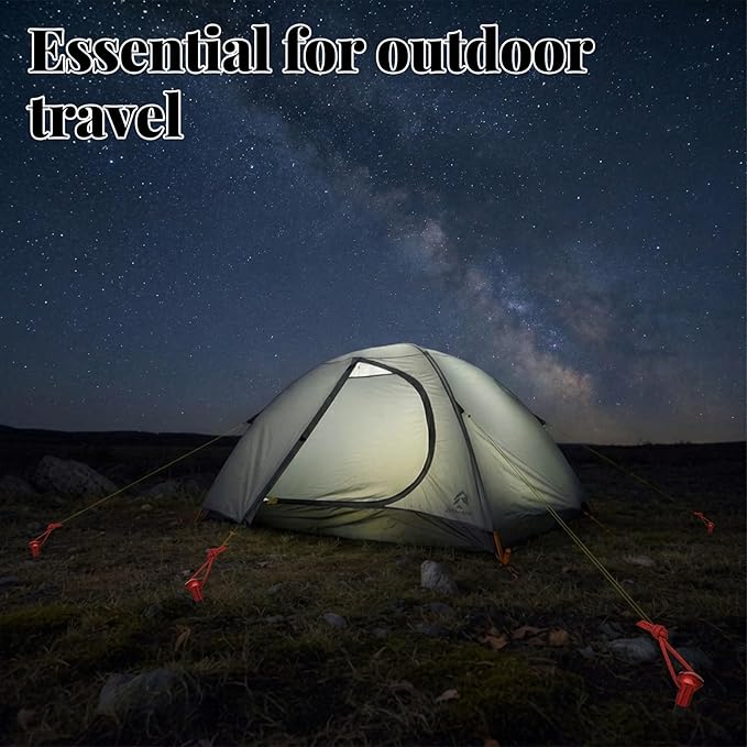 6 Pack Carbon Core Tent Stakes 6 Inch Ultralight Carbon Camping Stakes with Aluminum Shell Tent Pegs with Nylon Cord for Backpacking Hiking