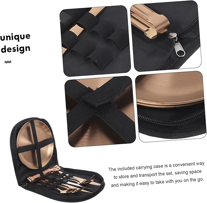Ciieeo 1Set Outdoor Stainless Steel Tableware with Elegant Finish and Storage Bag for Camping Picnics and Adventures
