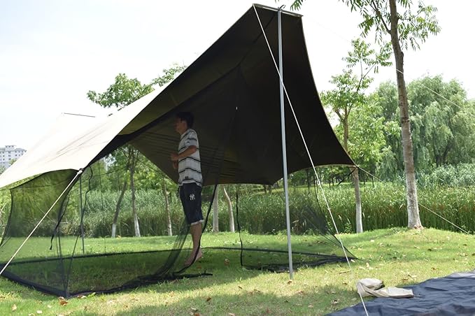 Outdoor Mesh Screen House Lightweight Camping Canopy Tent Net Mesh Outdoor 4-6 Person Mesh Net Travel Portable Tarp Mesh (Medium)
