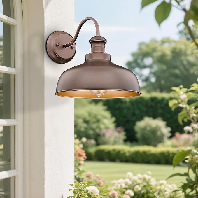 Outdoor Farmhouse Barn Light Outside Wall Sconce Weather Resistant Anti-Rust Farmhouse Exterior Wall Light Outdoor Lantern Lamp for Porch Garage Patio Entryway(Oil-Rubbed Bronze 4 Pack)