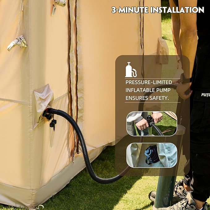 YOLENY Inflatable Camping Tent for 4-6 Person Easy Setup Portable Water-Resistant Cabin Tent with Mesh Windows &amp Pumps