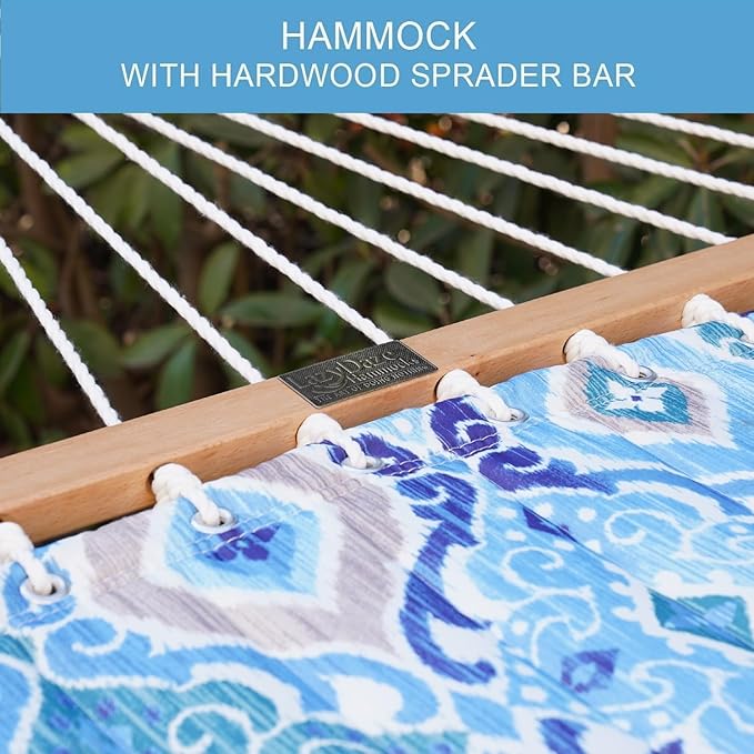 Lazy Daze Hammocks 12FT Quilted Fabric Hammock with Soft Pillow Double 2 Person Tree Hammock with Spreader Bar for Outdoor Outside Patio Garden Yard Pool Beach 450lbs Capacity