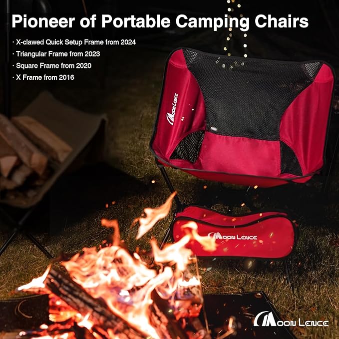 MOON LENCE Portable Camping Chair Backpacking Chair - The 4th Generation Ultralight Folding Chair - Compact Lightweight Foldable Chairs for Hiking Mountaineering Beach (Green-2Pack)