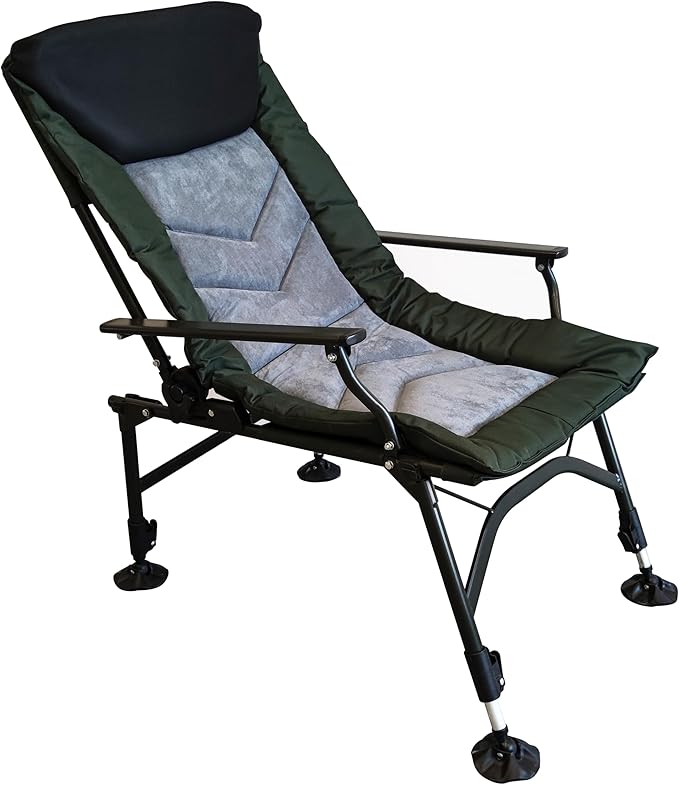 Adjustable Backrest Camping Chair for Indoor &amp Outdoor Use - Perfect for Camping Beach Hiking &amp Fishing - Robust Stainless-Steel Frame &amp 600D Fabric - Folds Easily for Portability