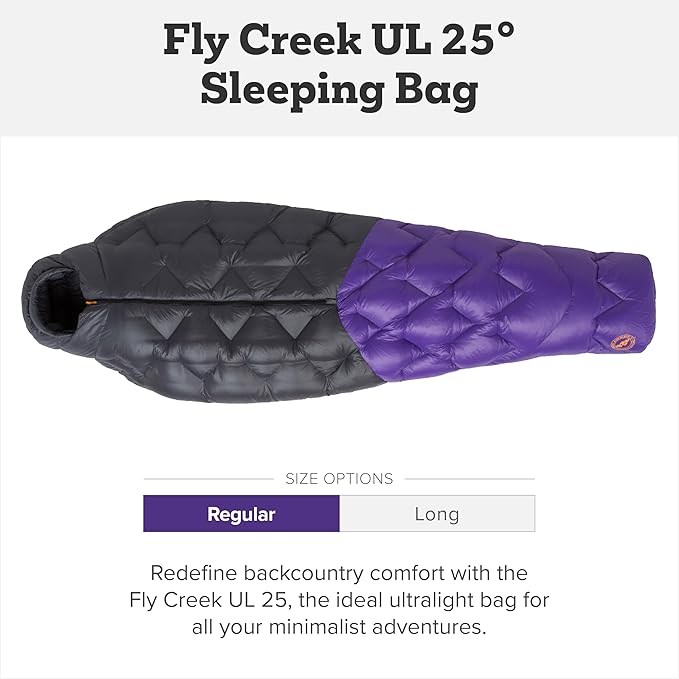 Big Agnes Fly Creek UL - 850 RDS DownTek Ultralight Sleeping Bag Backpacking Gear Compact Cold Weather Sleep Quilt