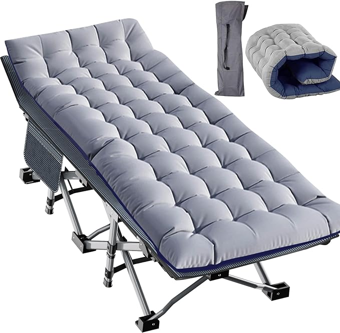 XXL Oversized Camping Cot for Adults with Mattress - Portable Sleep Bed for Outdoor Travel Hiking Beach Includes Carry Bag Durable &amp Comfortable