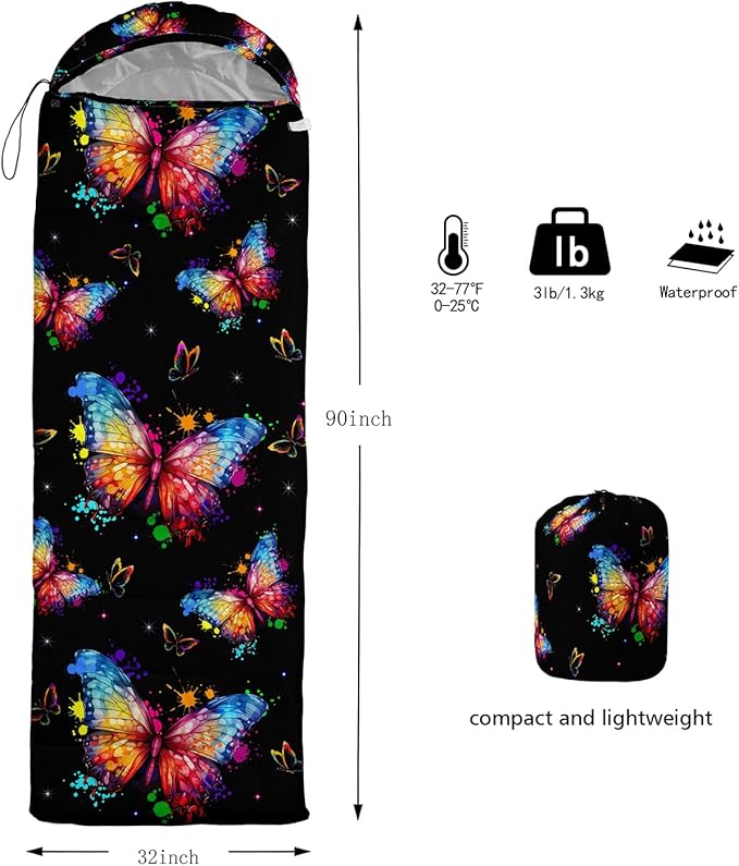 HOSIMA Dear Hunting Pattern Cold Weather Sleeping Bags for Kids AdultsBlack Light Weight Waterproof Sleeping Bags for Outdoors Hiking.