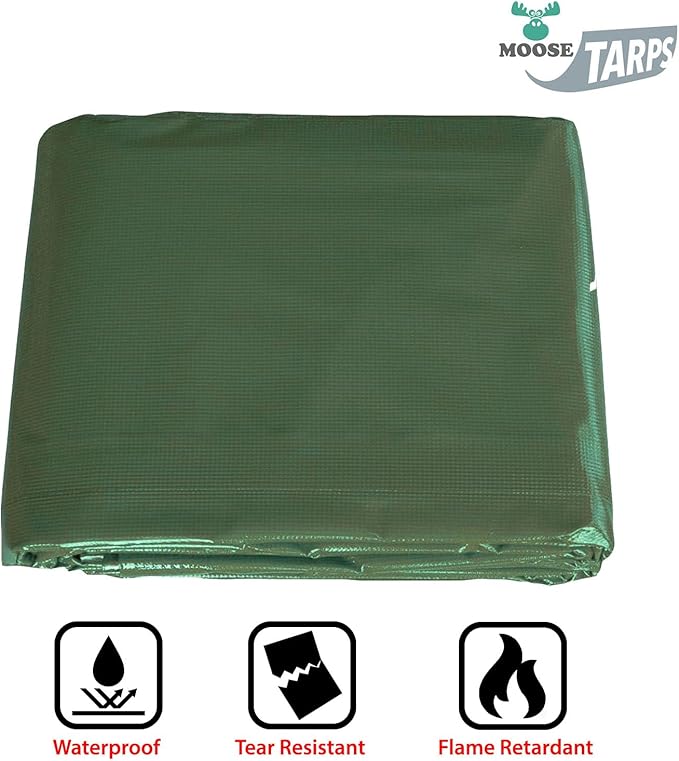 Heavy Duty Tarp 100% Waterproof 12mil Thick PVC Vinyl Tent Tarp for Camping Multi-Purpose Thick Protective Cover Weather Proof Heavy Duty UV Resistant 10 Feet x 20 Feet Green