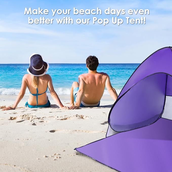 Pop Up Beach Tent Sun Shelter for 2-3 Person Sun Shelter with UPF 50+ &amp Lightweight Portable Beach Tent Easy Pop Up for Outdoor Camping Fishing