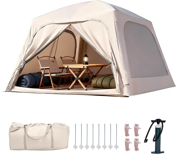 ABORON 2/6/8/10/12 Person Inflatable Camping Tent Easy Setup Blow Up Tent with Hand Pump PU3000mm Waterproof &amp Breathable 4 Season Glamping Tent for Outdoor Camping