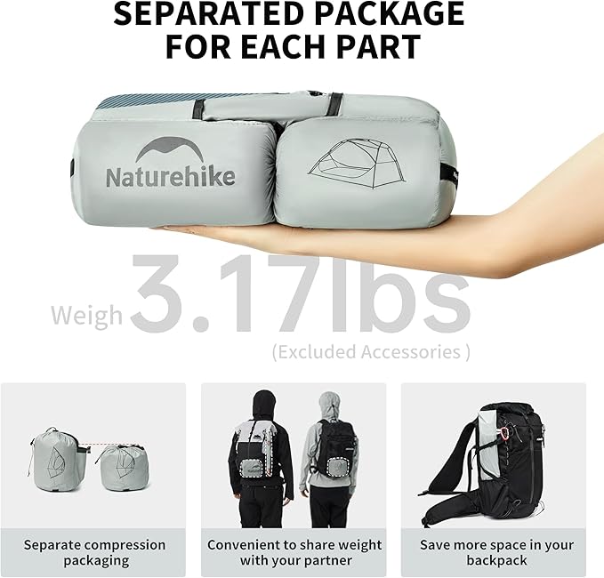 Naturehike Star River UL 2 Person Backpacking Tent Double Layer Waterproof Two Person Tents Lightweight Backpacking Cycling 2 Person Tent