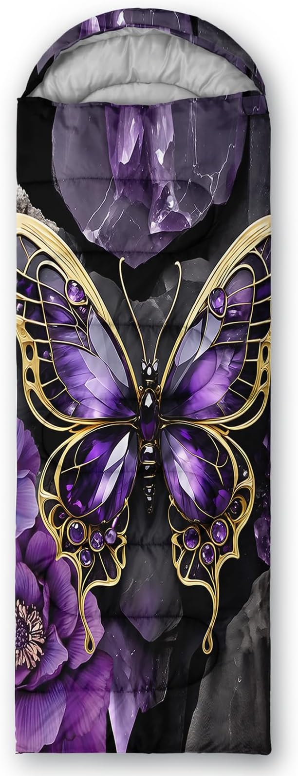 AILONEN Kawaii Panda Sleeping BagsLightweight &amp Waterproof3 Season Warm &amp Cool WeatherDreamy Purple Flower Animal Themed Sleeping Bags for BoysGirlsKidsAdults TravellingOutdoors