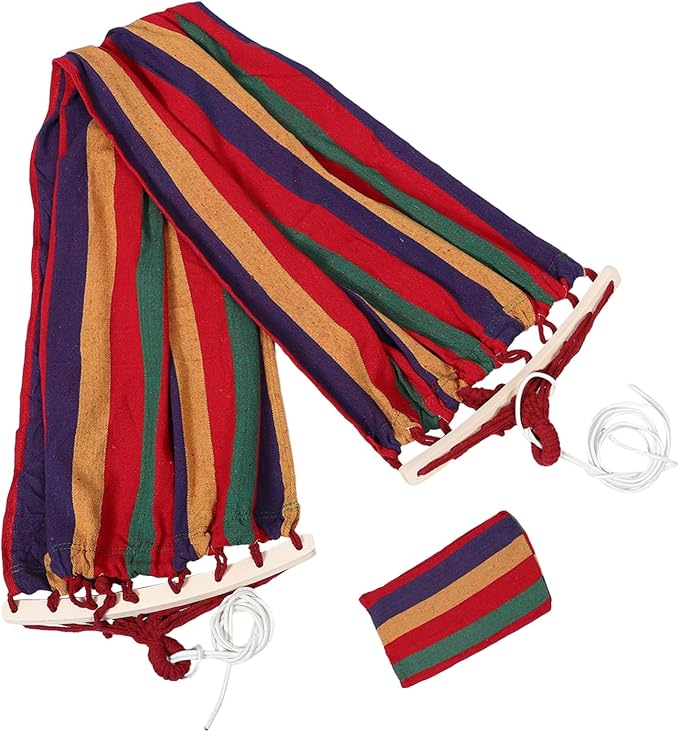 SUPVOX 1set Outdoor Canvas Hammock for Camping Hiking and Travel Portable and Stable Hanging Hammock Thickened Material for Backyard and Garden Use Single Stripe Design