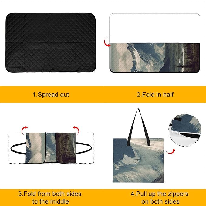 Zipper Alaska Mountains Style Picnic Mat Suitable for Travel Camping Park Or Home Use