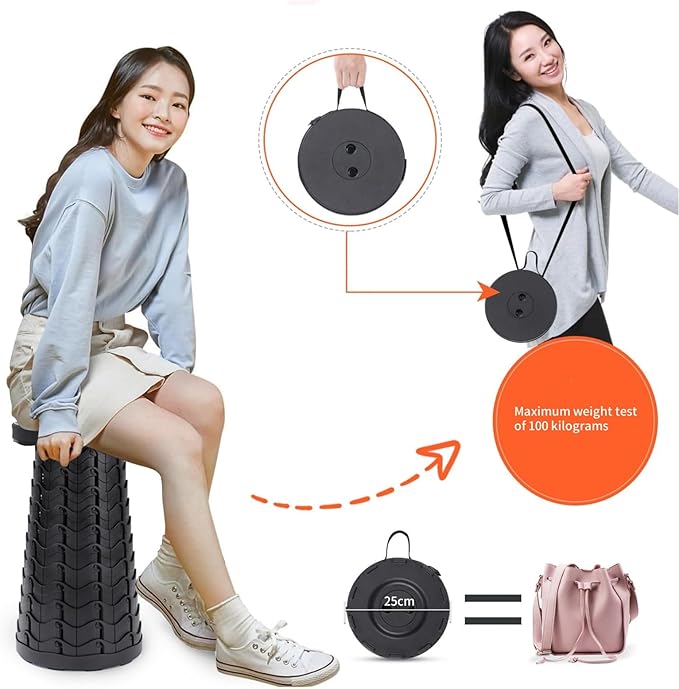 Foldable Stool Scalable Foldable Stool Portable Chair Camping Chair Lightweight Compact Convenient Load Resistant Camping Hiking Fishing Outdoor Activities