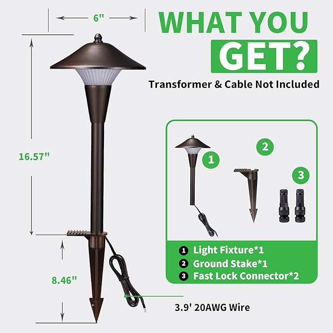 Pathway Landscaping Lighting Low Voltage 5cct Modes Garden Path Light LED 12V Outdoor Waterproof Sidewalk Lights 5W 200LM Oil Rubbed Bronze Aluminum for Outside Walkways Yard (12 Pack)