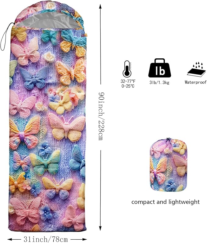 QOOMO Camping Sleeping Bags3 Season Warm &amp Cool WeatherLightweightWaterproof Sleeping Bags for Adults &amp KidsTravelingand OutdoorsCamping Gear Equipment